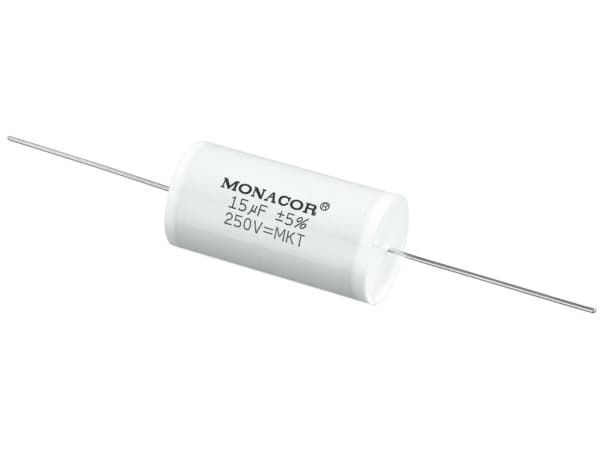 Monacor MKTA-150, Film, Cylindrisk, Vit, 15000 nF, 250 V, 46 mm