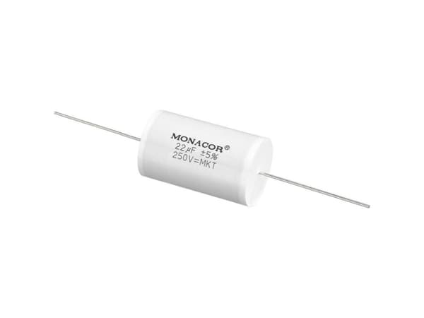 Monacor MKTA-220, Film, Sylindriske, Hvit, 22000 nF, 250 V, 46 mm