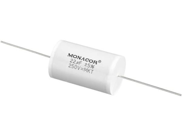 Monacor MKTA-220, Film, Sylindriske, Hvit, 22000 nF, 250 V, 46 mm