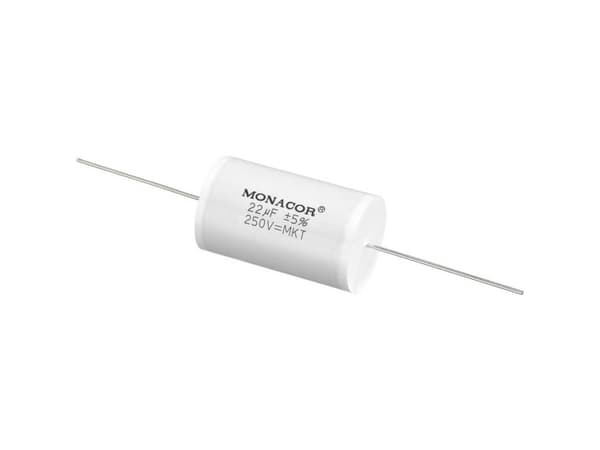 Monacor MKTA-220, Film, Sylindriske, Hvit, 22000 nF, 250 V, 46 mm