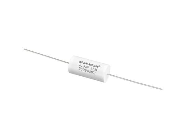 Monacor MKTA-33, Kalvo, Lieriömäinen, Valkoinen, 3300 nF, 250 V, 31 mm