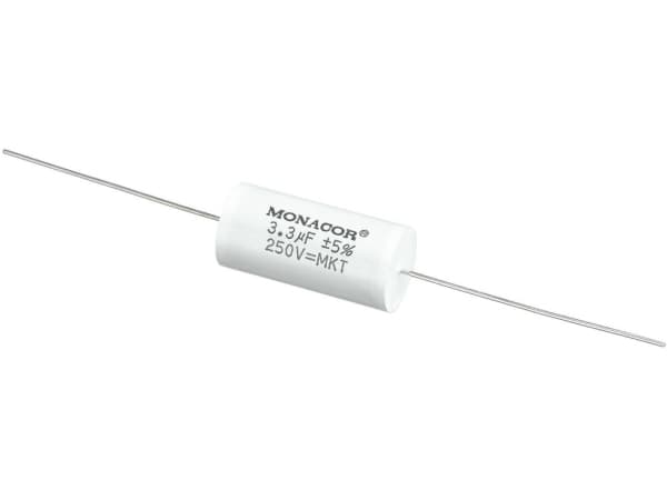 Monacor MKTA-33, Kalvo, Lieriömäinen, Valkoinen, 3300 nF, 250 V, 31 mm
