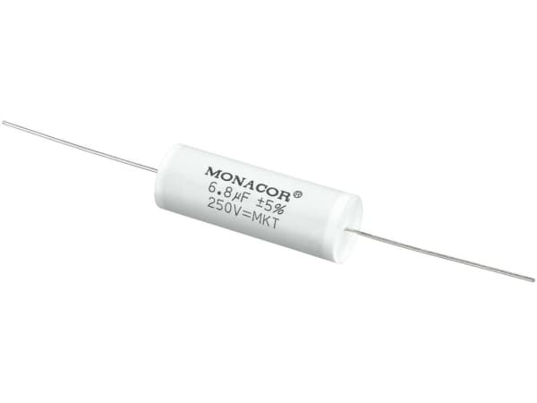Monacor MKTA-68, Film, Sylindriske, Hvit, 6800 nF, 250 V, 46 mm