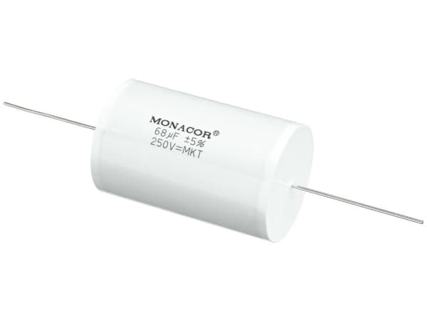 Monacor MKTA-680, Film, Cylindrisk, Vit, 68000 nF, 250 V, 67 mm