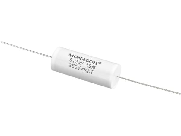 Monacor MKTA-82, Film, Cylindrisk, Vit, 8200 nF, 250 V, 46 mm