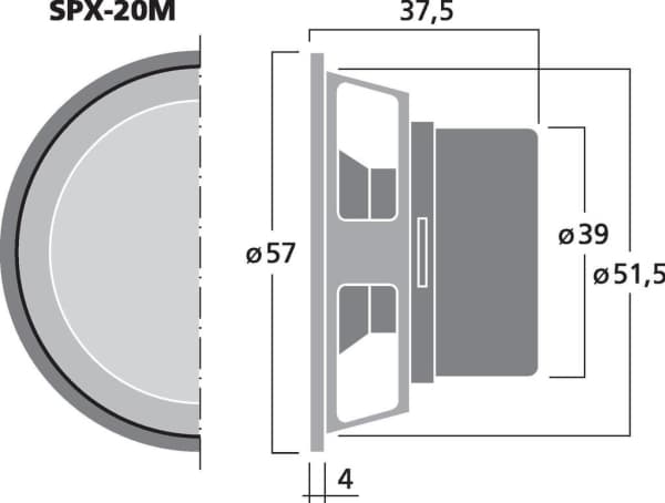 Monacor SPX-20M, Full rekkevidde, 15 W, Rund, 30 W, 8 O, 3 - 22000 Hz