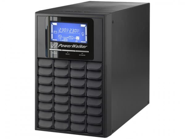 PowerWalker VFI 1000C LCD - UPS - 800 Watt - 1000 VA - 9 At - RS-232, USB - utgangskontakter: 3 - PFC - svart