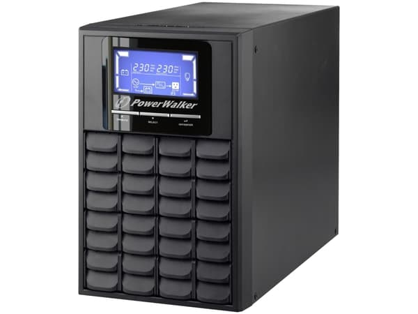PowerWalker VFI 1000C LCD - UPS - 800 Watt - 1000 VA - 9 At - RS-232, USB - utgangskontakter: 3 - PFC - svart