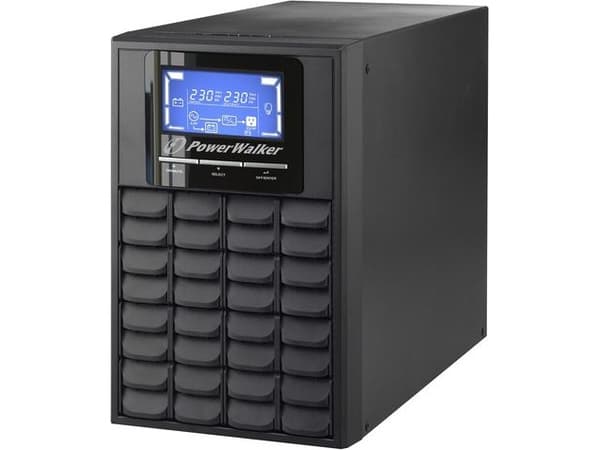 PowerWalker VFI 1000C LCD - UPS - 800 Watt - 1000 VA - 9 At - RS-232, USB - utgangskontakter: 3 - PFC - svart