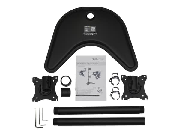 StarTech.com Vertical Dual Monitor Stand - tukee näyttöjä 13" - 27" - säädettävä - Tietokonenäytön jalusta kaksoispinoiduille VESA-näytöille - musta