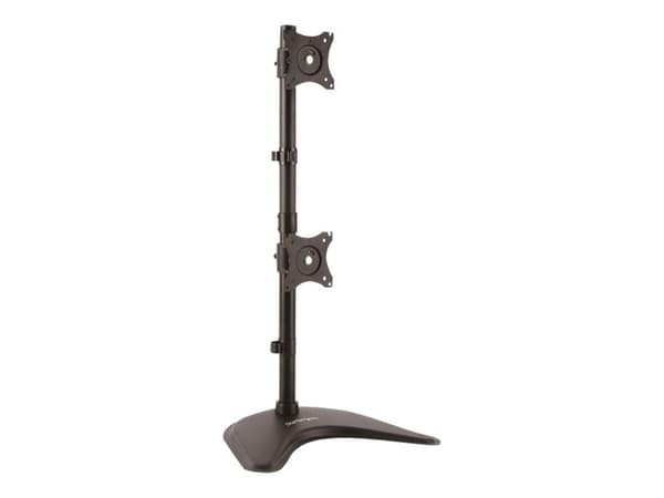 StarTech.com Vertical Dual Monitor Stand - tukee näyttöjä 13" - 27" - säädettävä - Tietokonenäytön jalusta kaksoispinoiduille VESA-näytöille - musta musta