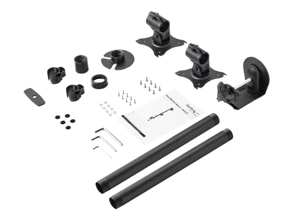 StarTech.com Vertical Desk Mount Dual Monitor Arm - For Monitors 13" to 27" - Adjustable - Desk Clamp / Grommet-Hole Mount - Dual VESA Monitors - Bla Sort