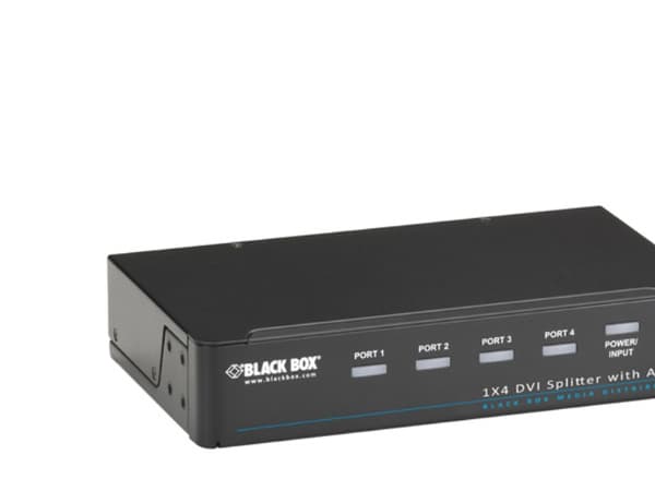Black Box DVI-D Splitter with Audio and HDCP, 1 x 4 - Video/audiosplitter - 4 x DVI + 4 x ljud - skrivbordsmodell - TAA-kompatibel