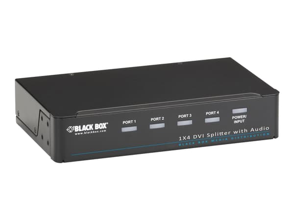 Black Box DVI-D Splitter with Audio and HDCP, 1 x 4 - Video/audiosplitter - 4 x DVI + 4 x ljud - skrivbordsmodell - TAA-kompatibel