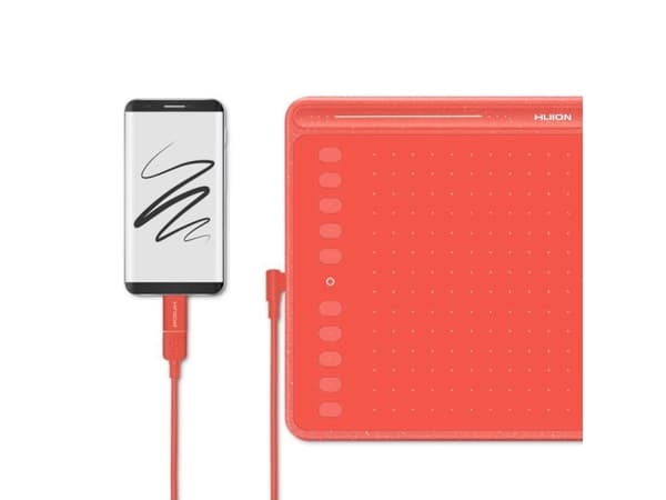 HUION HS611 PUNAINEN, Ledningsført, 5080 lpi, 258,4 x 161,5 mm, USB, 1 cm, Rød