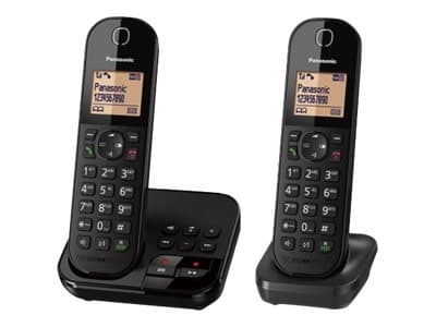 Panasonic KX-TGC422G - Trådløs telefon - svarersystem med anrops-ID - DECT - svart + ekstra håndsett Sort