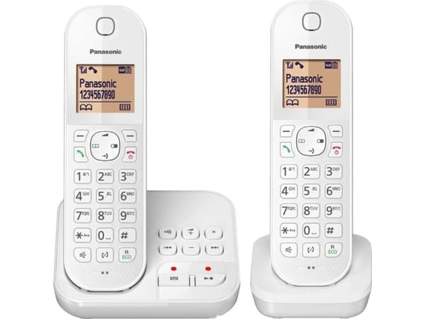 Panasonic KX-TGC422G - Trådløs telefon - besvarelsessystem med opkalds-ID - DECT - hvid + ekstra telefonrør