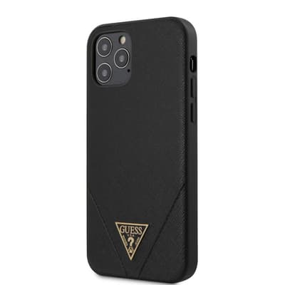 iPhone 12/iPhone 12 Pro Suojakuori Saffiano V Stitch Musta