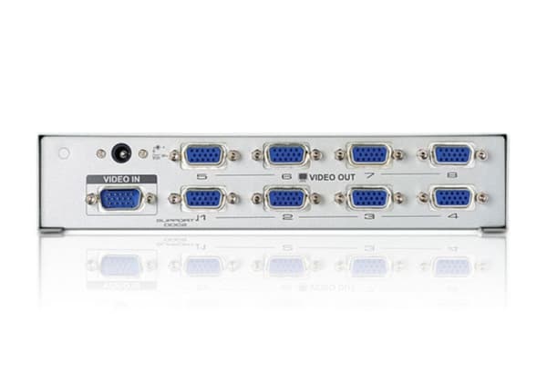ATEN VGA-splitter med 8 portar (350 MHz), VGA, 8x VGA, 1920 x 1440 pixlar, Silver, Metall, 30 m