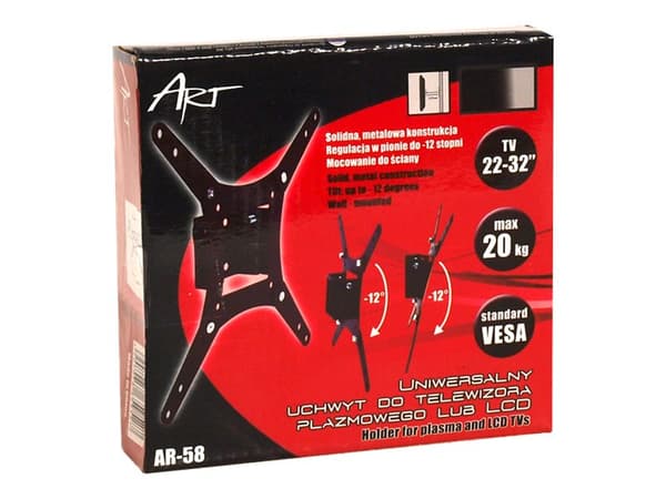 ART AR-58 - Brakett - for flatpanel - metall - svart - skjermstørrelse: 17"-32" - veggmonterbar