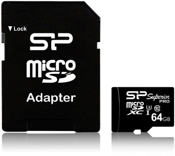 SILICON POWER Superior Pro - Flashminnekort (microSDXC til SD-adapter inkludert) - 64 GB - UHS Class 3 / Class10 - microSDXC UHS-I