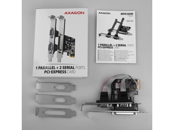 AXAGON PCEA-PSN, PCIe-belastning - 1x parallell (LPT) + 2x seriell port (RS232) 250 kbps, vę. Nei