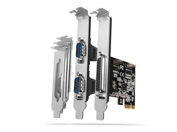 AXAGON PCEA-PSN, PCIe-belastning - 1x parallell (LPT) + 2x seriell port (RS232) 250 kbps, vę. Nei