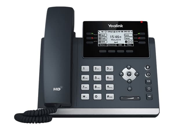 Yealink SIP-T42U - VoIP-telefon med nummerpresentation - 5-vägs samtalsförmåg - SIP, SIP v2, SRTP - 12 linjer - klassiskt grå