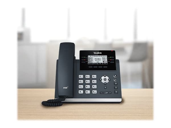 Yealink SIP-T42U - VoIP-telefon med nummerpresentation - 5-vägs samtalsförmåg - SIP, SIP v2, SRTP - 12 linjer - klassiskt grå