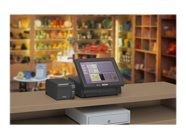 Epson TM T70II - Kvitteringsskriver - termolinje - Rull (7,95 cm) - 180 x 180 dpi - inntil 250 mm/sek - USB 2.0, LAN - kutter - mørk grå