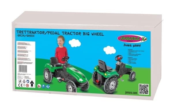 Jamara Pedal Tractor Big Wheel, 3 år, 4 hjul, Sort, Grønn