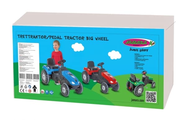 Jamara Pedal Tractor Big Wheel, 3 år, 4 hjul, Sort, Blå