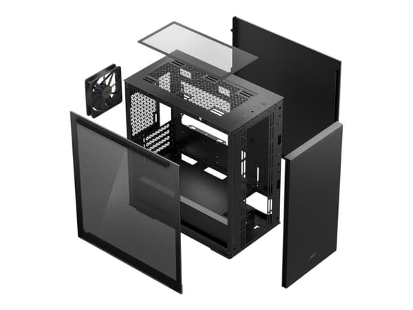 DeepCool MACUBE 110 - Tower - mini ITX / micro ATX - sidepanel med vindue (hærdet glas) - ingen strømforsyning (ATX / PS/2) - sort - USB/Lyd