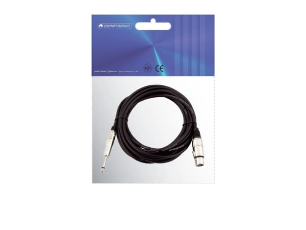 Omnitronic 3022516M, XLR (3-pin), Hankoppling, 6,35mm, Hankoppling, 2 m, Svart