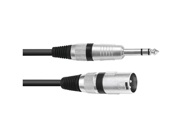 Omnitronic 30225196 XLR-adapterkabel [1x XLR-kontakt 3-stift - 1x Jack 6,3 mm (stereo)] 2,00 m Svart