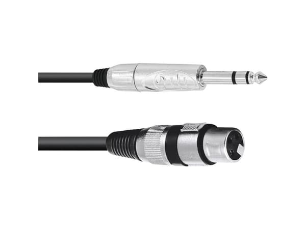 Omnitronic 30225182, XLR (3-pin), Hunkjønn, 6.35mm, Hankjønn, 2 m, Sort
