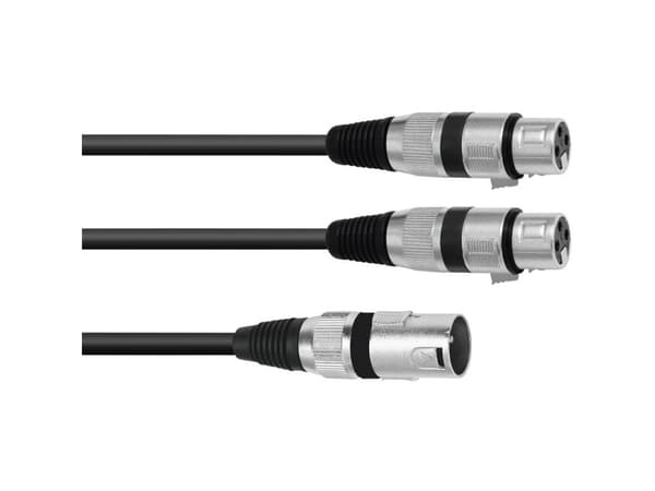 Omnitronic 30225210, XLR (3-pin), Hankjønn, 2 x XLR (3-pin), Hunkjønn, 1,5 m, Sort