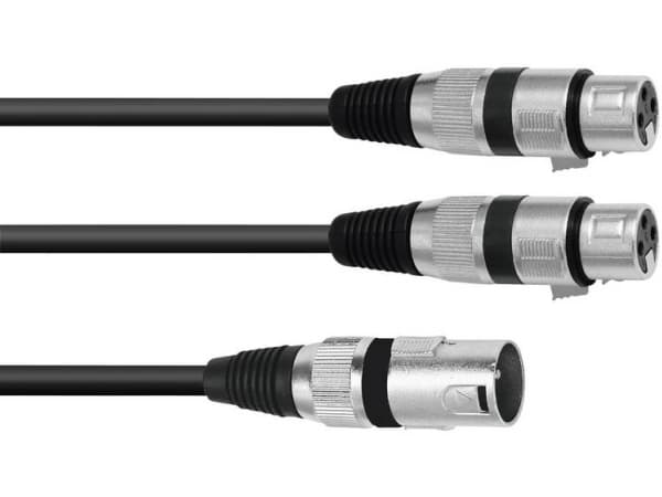 Omnitronic 30225210, XLR (3-pin), Hankjønn, 2 x XLR (3-pin), Hunkjønn, 1,5 m, Sort