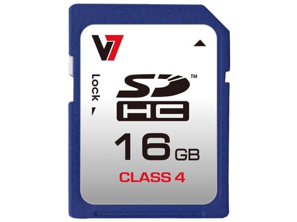 V7 VASDH16GCL4R - Flashminnekort - 16 GB - Class 4 - SDHC - blå
