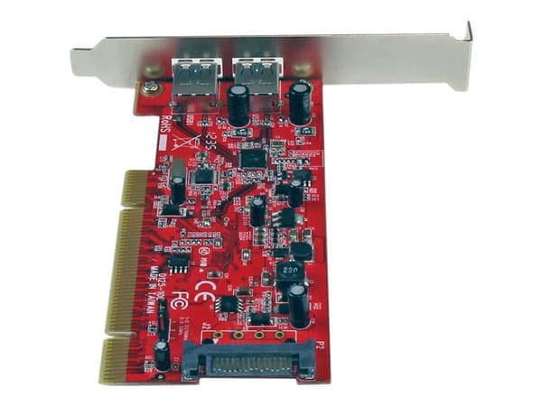 StarTech.com 2 Port PCI SuperSpeed USB 3.0 Adapter Card with SATA Power - Dual Port PCI USB 3 Controller Card (PCIUSB3S22) - USB-adapter - PCI-X lav