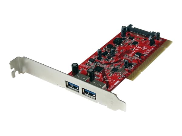 StarTech.com 2 Port PCI SuperSpeed USB 3.0 Adapter Card with SATA Power - Dual Port PCI USB 3 Controller Card (PCIUSB3S22) - USB-adapter - PCI-X lav