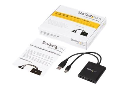 StarTech.com 2-ports multi-bildskärmsadapter - Mini DisplayPort till 2x DisplayPort MST-hubb - Dubbel 4K 30 Hz - Video-splitter för utökat skrivbords