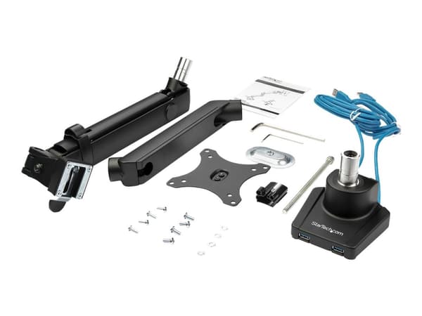 StarTech.com Desk Mount Monitor Arm with 2x USB 3.0 ports, Slim Full Motion Adjustable Single Monitor VESA Mount up to 17.6lbs (8kg) Display, Ergonom