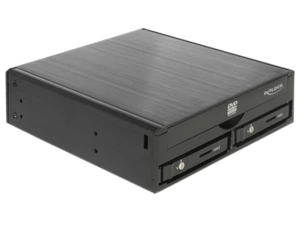 Delock 5.25" Mobile Rack for 1 x 5.25" Slim Drive + 2 x 2.5" SATA HDD / SSD - Lagringsdrevhylse - 2.5" - svart
