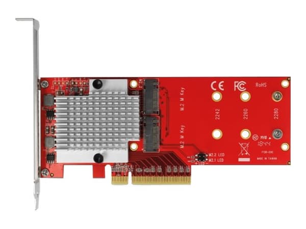 Delock PCI Express Card > 2 x internal M.2 - Gränssnittsadapter - M.2 Card - låg profil - PCIe 3.0 x8