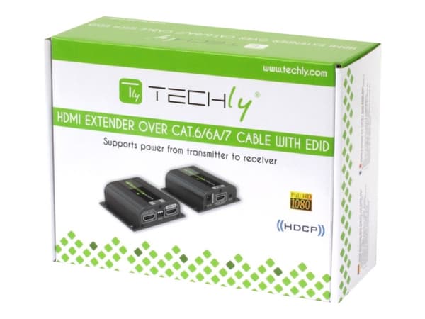 TECHly IDATA EXT-E70POED - Lähetin ja vastaanotin - video/audio/infra-laajennin - HDMI - jopa 40 m:n etäisyys