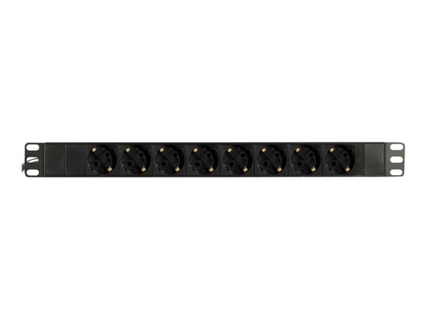 DELTACO GT-8529 - Strømfordelingslist (kan monteres i rack) - 4000 watt - inngang: power CEE 7/7 - utgangskontakter: 8 - 1U - 19" - 2 m kabel - svart