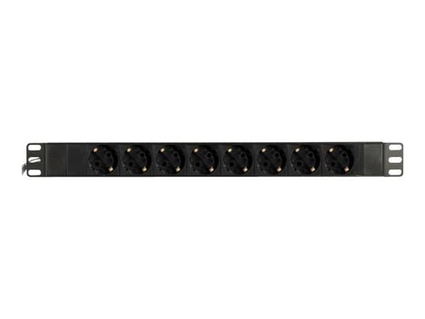 DELTACO GT-8529 - Strømfordelingslist (kan monteres i rack) - 4000 watt - inngang: power CEE 7/7 - utgangskontakter: 8 - 1U - 19" - 2 m kabel - svart Sort