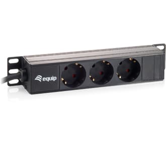Equip 333299, 1U, Plast, Sort, 3 AC-utganger, 1,5 m, 250 V Sort