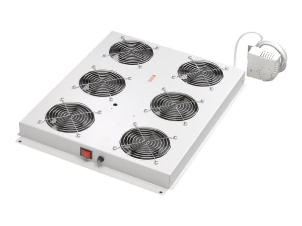 Digitus DN-19 FAN-6-SRV - Racktak med 2 fläktar - med 6 kylfläktar, termostat - ljusgrå, RAL 7035 - 19"